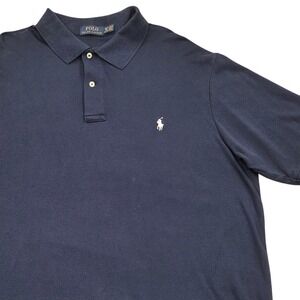 Polo Ralph Lauren Short Sleeve Cotton Polo Shirt Navy Blue Mens XLT Tall *READ